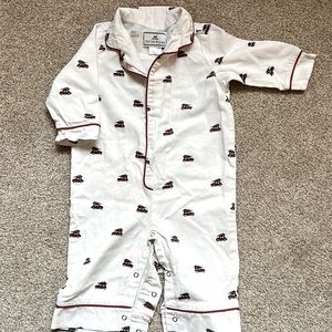 Petite plume baby pajamas with red car and Christmas tree